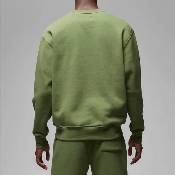 Nike Jordan Brooklyn Fleece Men's Crewneck Sweatshirt Size S Olive FJ7776-340 - Picture 5 of 7